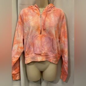 LOVED VS - Peach Tie-Dye Cropped Quarter Zip Hoodie - Medium
